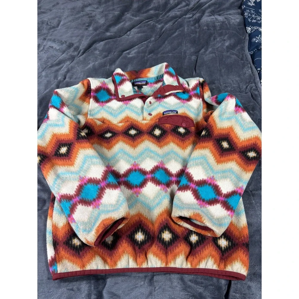 Patagonia Synchilla Fleece Pullover Retro Aztec Pattern Snap T Size S